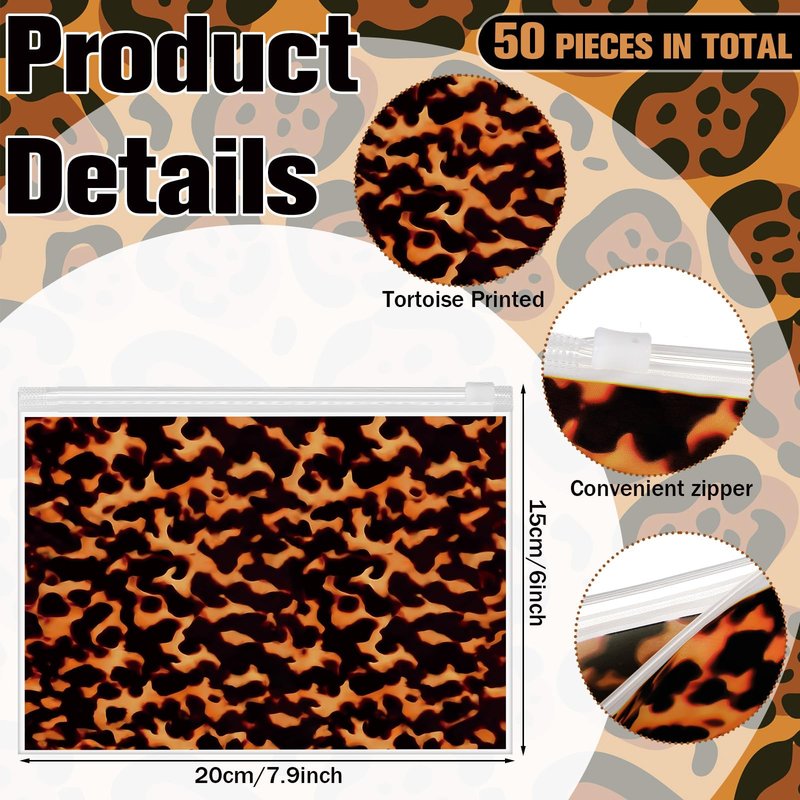 Abbylike 100 Pieces Leopard Makeup Bags Bulk Plastic Cosmetic Pouches for Woman Cheetah Makeup Bags with Zipper Toiletry Travel Pouch Gift for Wedding Bridal Shower Party Favor (Vibrant Style)