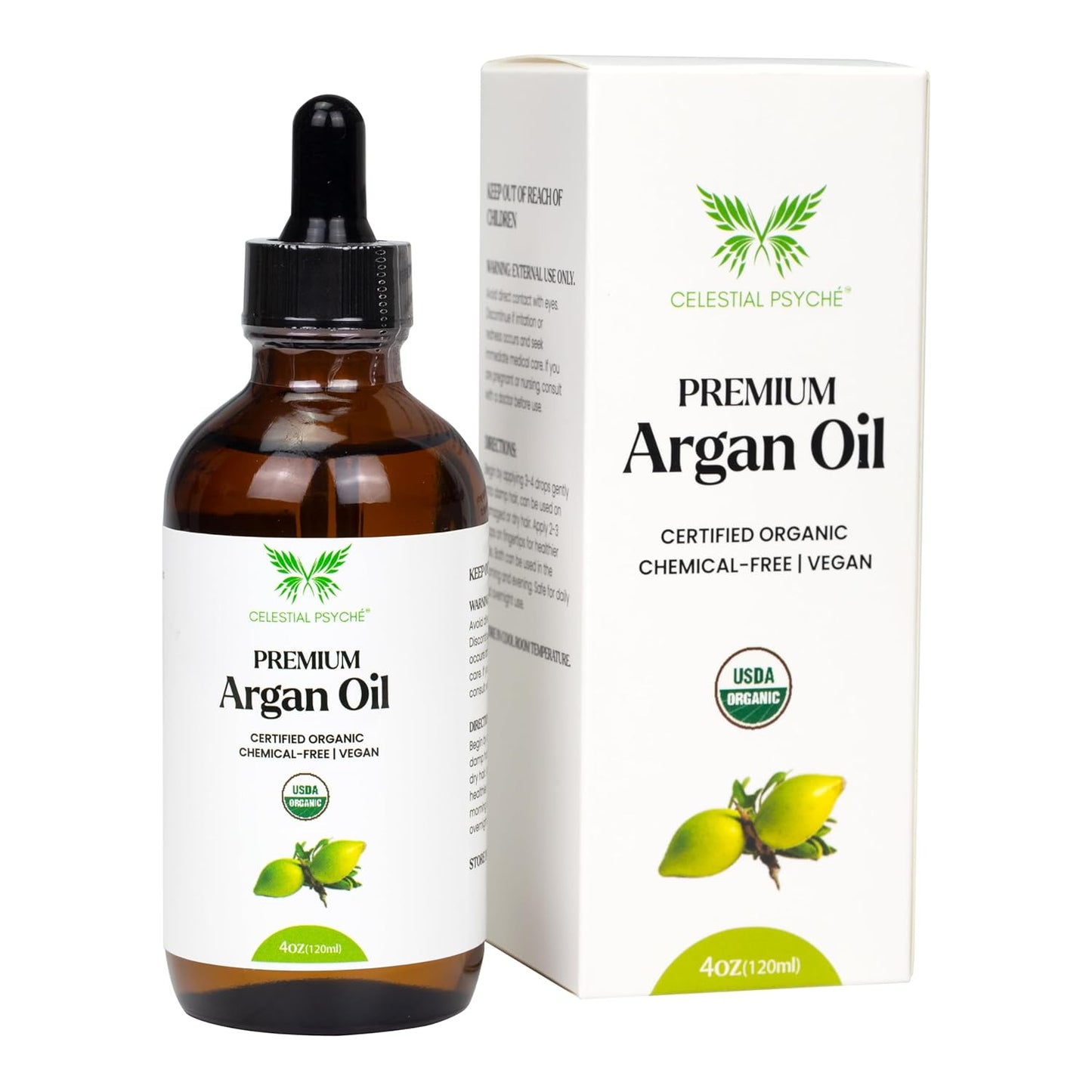 Organic Argan Oil - 100% Pure & Natural | USDA Certified, Vegan, Chemical-Free, 4 Oz for Hair Growth & Skin Hydration