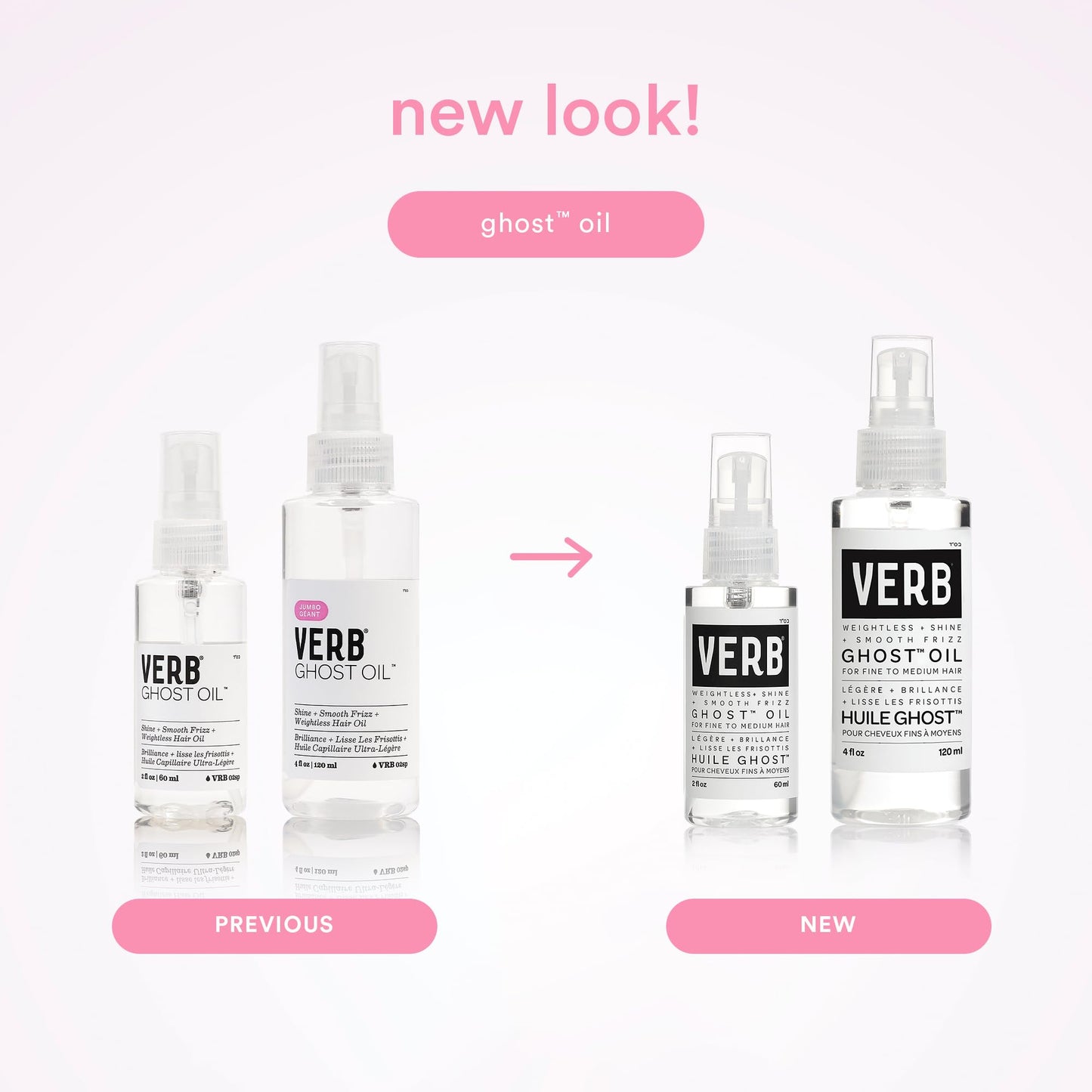 VERB Ghost Oil 2 pack: 2 fl oz + 4 fl oz - Weightless Hair Oil for Fine to Medium Hair – Smooths Frizz, Adds Shine – No Parabens, Gluten or Harmful Sulfates