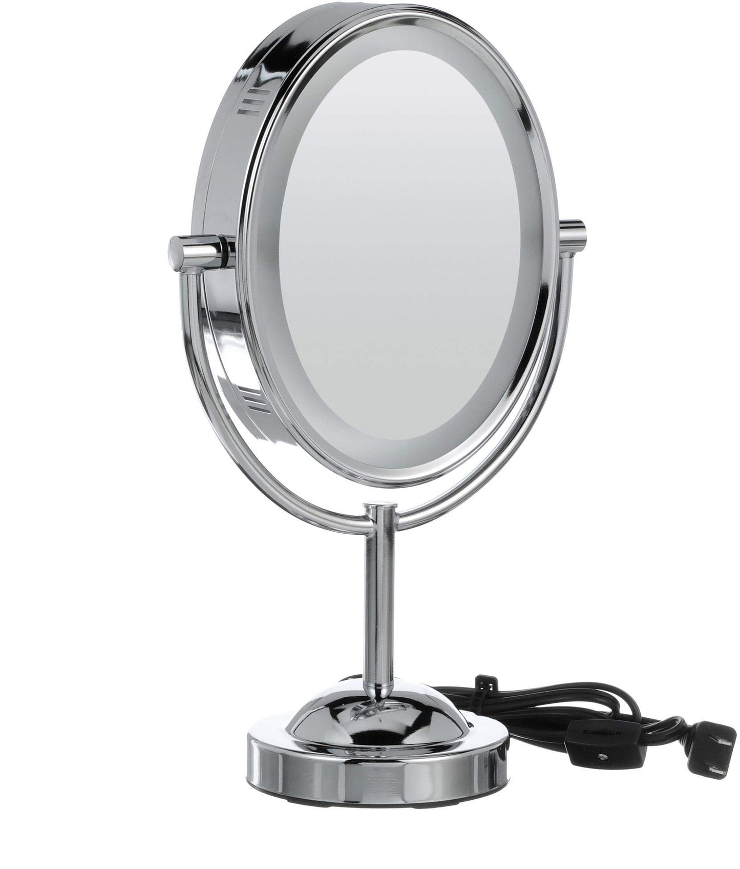 Conair Lighted Makeup Mirror, LED Vanity Mirror, 1X/7X Magnifying Mirror, Double Sided, Corded in Polished Chrome