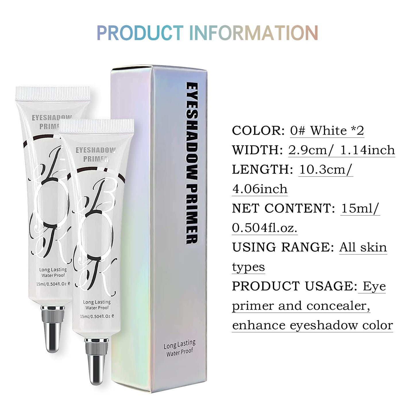 2 Pack Matte White Eyeshadow Primer Eyeshadow Base (Set A)
