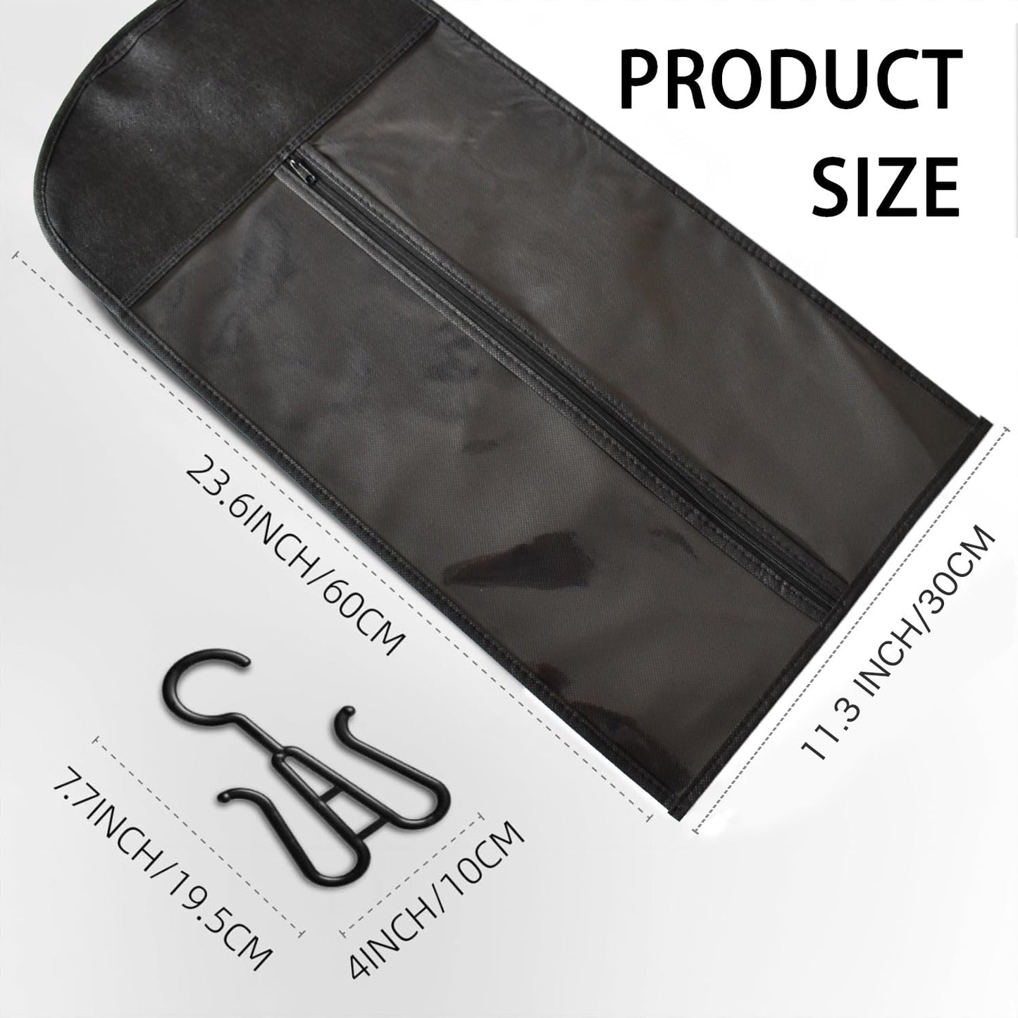 Kneysan 12-PCS Wig Storage Bags with Hangers – Premium Hair Extension Organizer for Multiple Wigs, 60cm x 30cm Dust-Proof Closet Savers (Black)