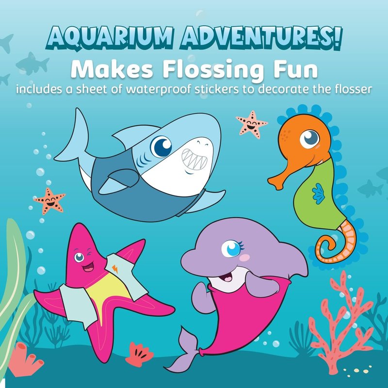 AquaSonic Kids' Water Flosser - 4 Flossing Modes, Orthodontic Nozzle | Pink Aquarium Adventures Design