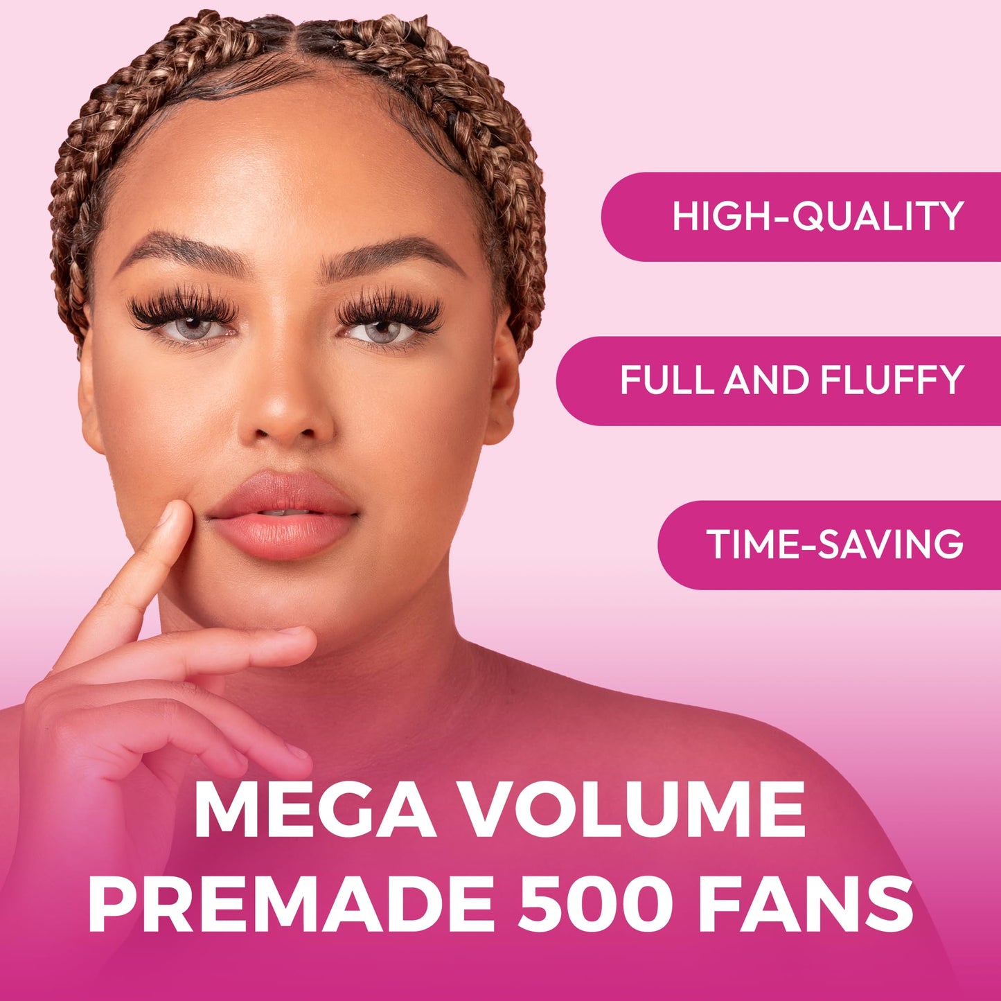Eyesy Lash 500 Promade Fans 10D - Volume Premade Lash Fans for Eyelash Extensions Pointy Base Handmade Loose Pre Made Eyelashes Middle Stem Soft and Lightweight (10D 0.03 D 12mm)
