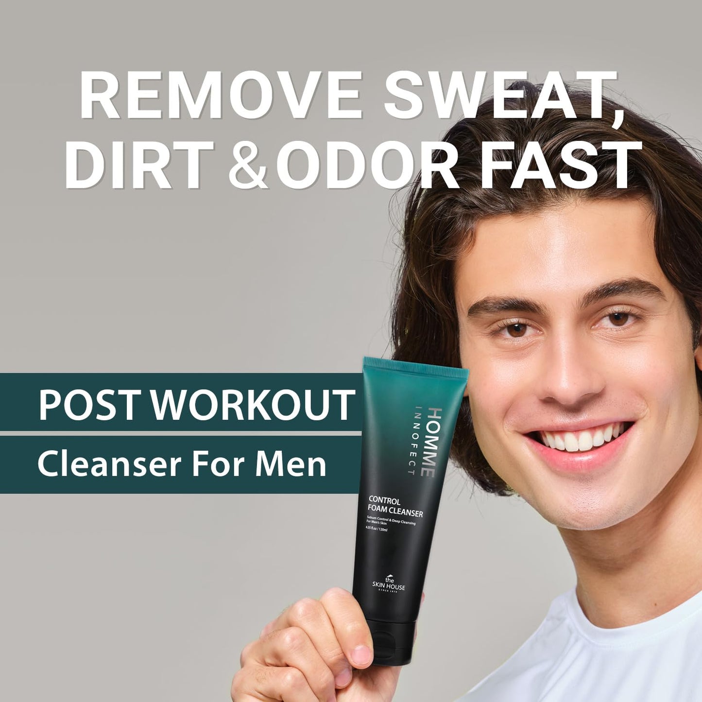 The Skin House Homme Innofect Korean Face Wash for Men, Oil Control Foam Cleanser, Pore Cleansing K-Beauty Daily Facial Wash [120ml/4.05 fl.oz]