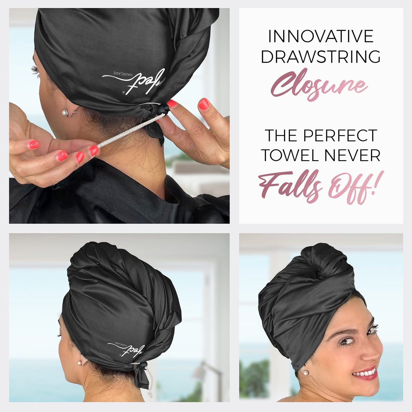 THE PERFECT HAIRCARE Microfiber Hair Plopping Towel Set – Super Absorbent Anti-Frizz Hair Drying Wrap + 2 Curl Scrunching Towels – Fast Drying, Lightweight Wrap for Women, Girls & All Hair Types