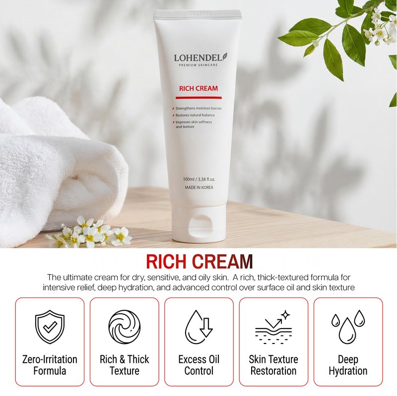 Rich Cream, Intense Face Moisturizer with Ceramide, Hydrolyzed Hyaluronic Acid, Squalane for Dry & Sensitive Skin, Excess Oil Control, Skin Texture Restoration & Soothe Irritated Skin, Korean Skincare