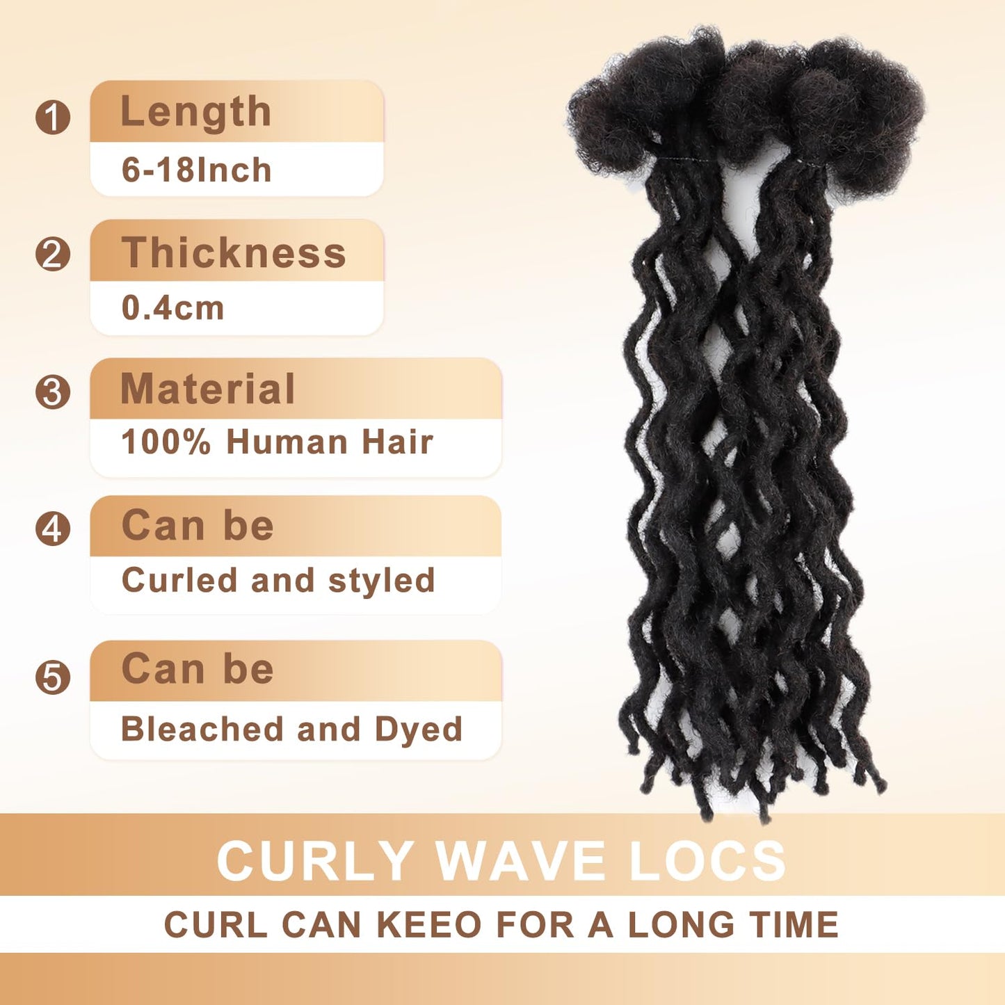 12 Inch Real Human Hair Loc Extensions for Permanent Wear, 10 Count Afro Kinky Bulk Hair, Soft 0.4cm Dreads Ideal for Loc Repair or Styling