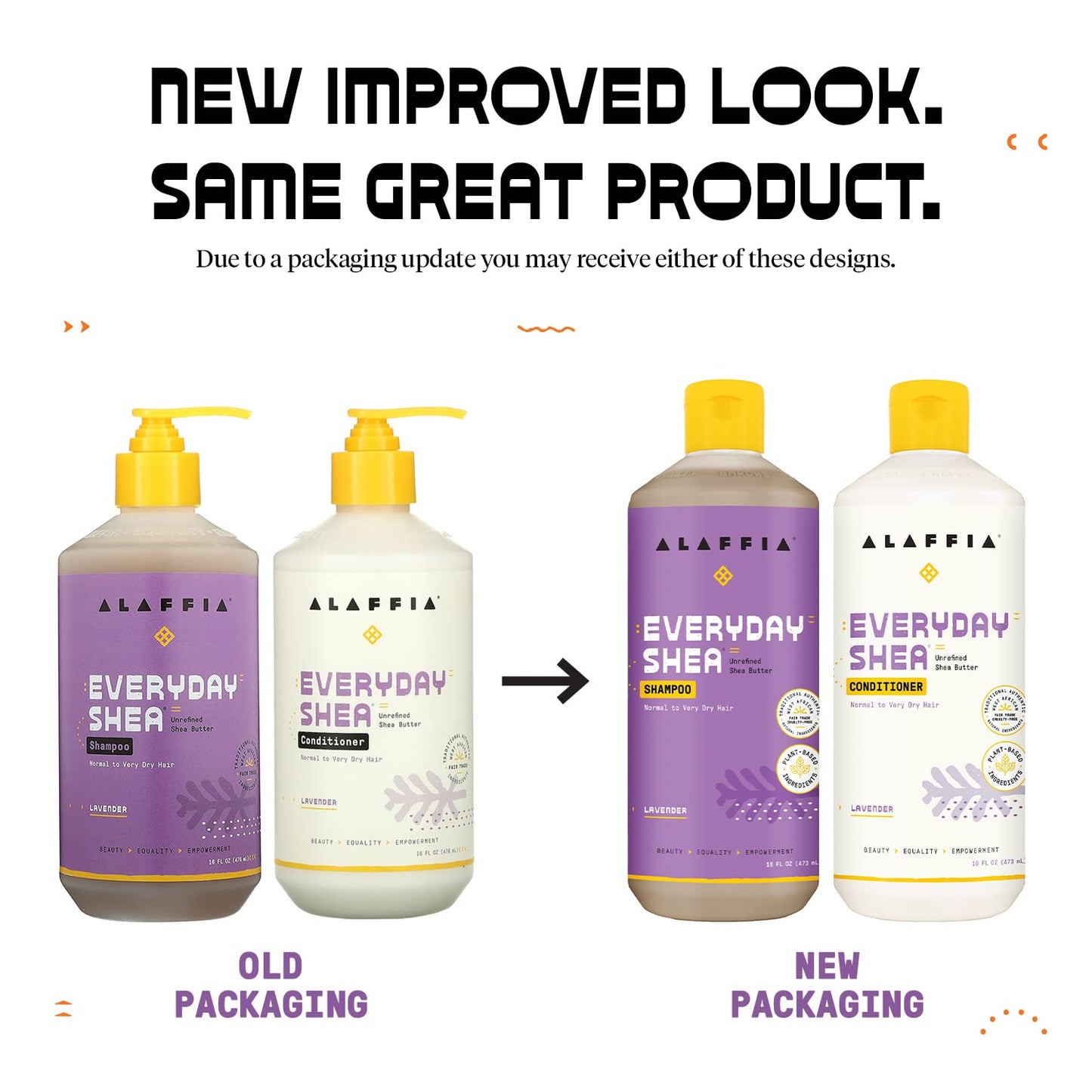 Alaffia Shampoo and Conditioner, Lavender – EveryDay Shea Sulfate-Free Shampoo and Conditioner Set with Shea Butter and Coconut Oil, 16 Oz Ea