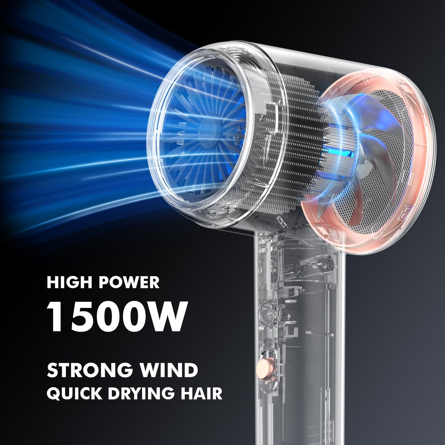 Professional Ionic Hair Dryer | Powerful Low Noise Hair Dryer | Constant Temperature for Fast Hair Drying | with Hair Diffuser, Cluster Nozzle and Comb for Curly (Pink)