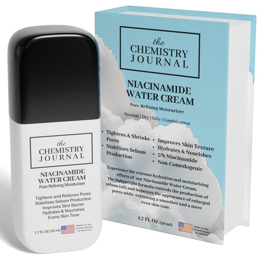 THE CHEMISTRY JOURNAL Niacinamide Water Cream - Pore Refining Face Moisturizer, Oil Control, Ultimate Hydration, Lightweight Cream, Radiant/Even Complexion. Made in the United States of America.