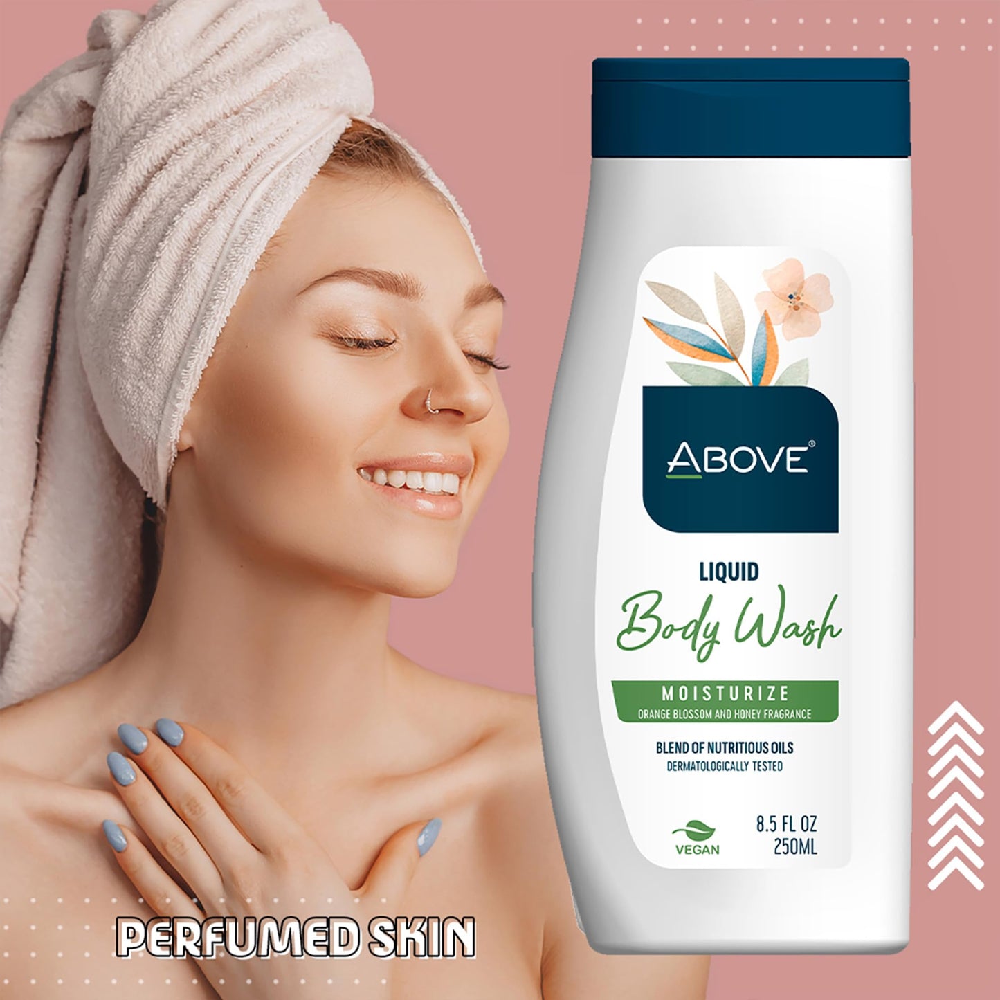 ABOVE Liquid Body Wash Moisturizer, 8.5 oz - Delicate Deep cleansing Skin Care with Creamy Foam - All Natural Body Wash - Suitable for All Skin Types