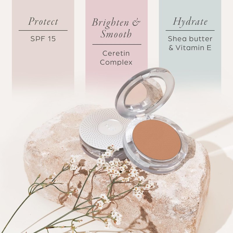 PUR Beauty 4-in-1 Pressed Mineral Makeup Powder Foundation with SPF 15 - Concealer & Finishing Compact Pressed Powder for Face - Buildable Medium to Full Coverage Foundation Powder (Deep)