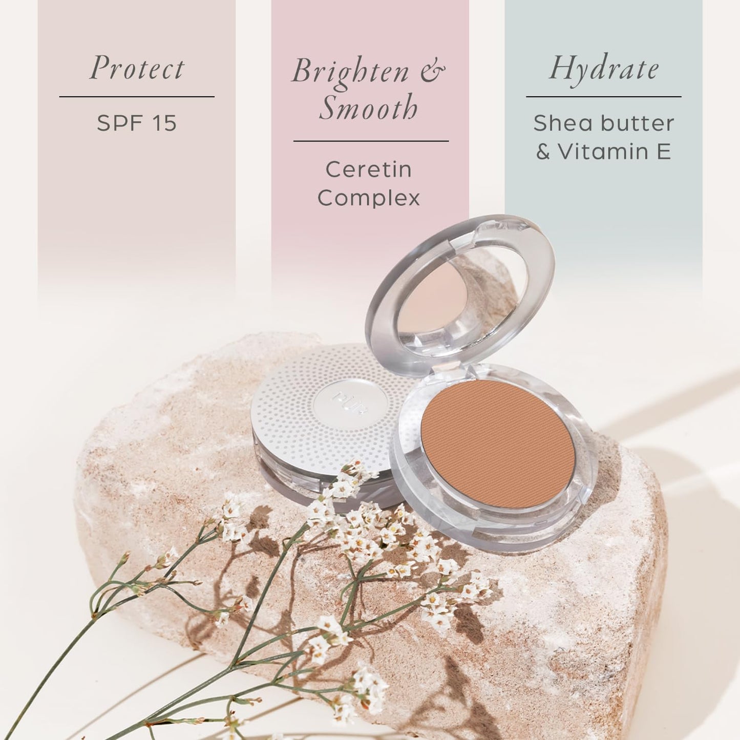 PUR Beauty 4-in-1 Pressed Mineral Makeup Powder Foundation with SPF 15 - Concealer & Finishing Compact Pressed Powder for Face - Buildable Medium to Full Coverage Foundation Powder (Deep)