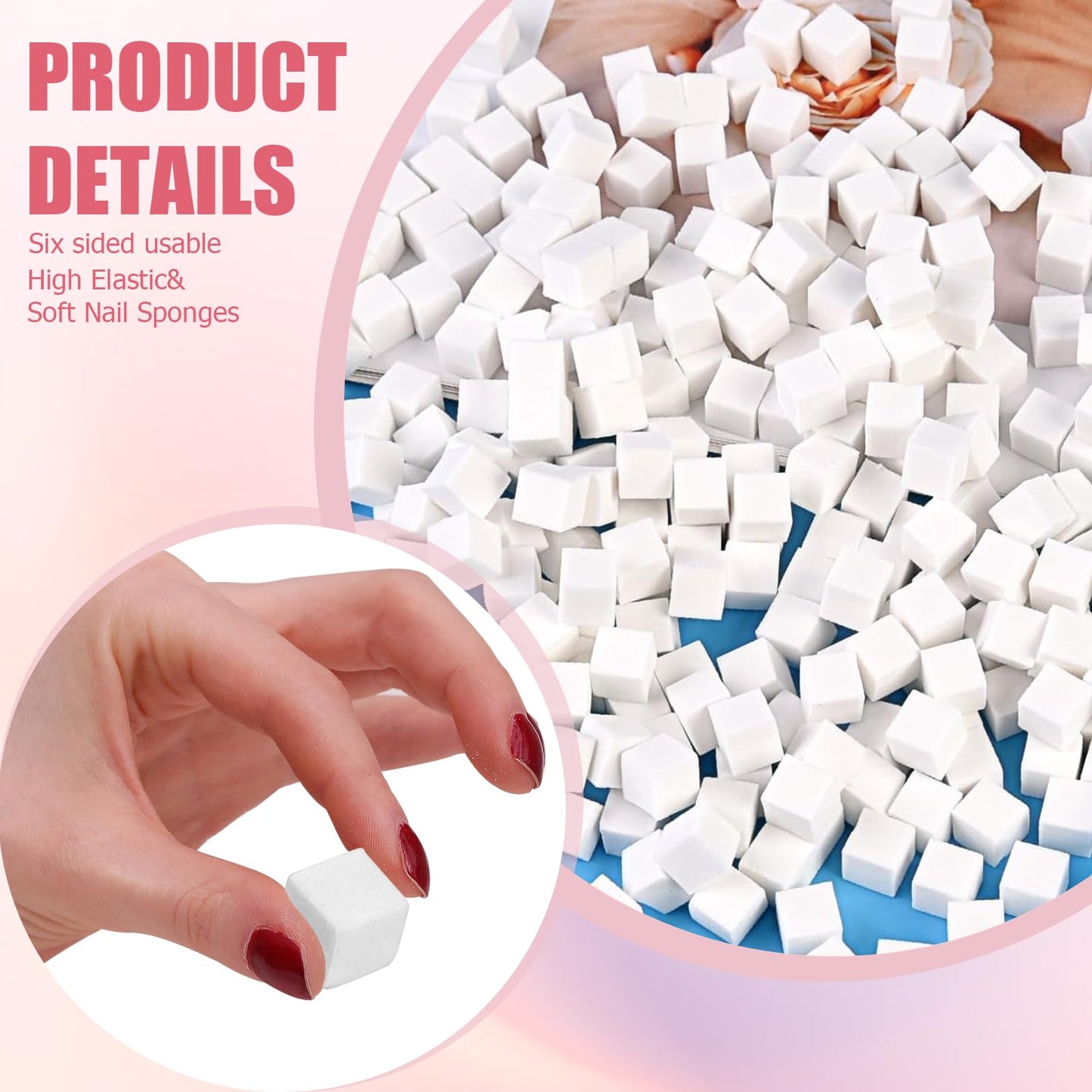 300Pcs Soft Nail Sponges for Ombre,White Nail Art Sponges With Grabbing Pen,Acrylic Palette for Gradient Arc Brush Accessories Supplies for Salon and Home