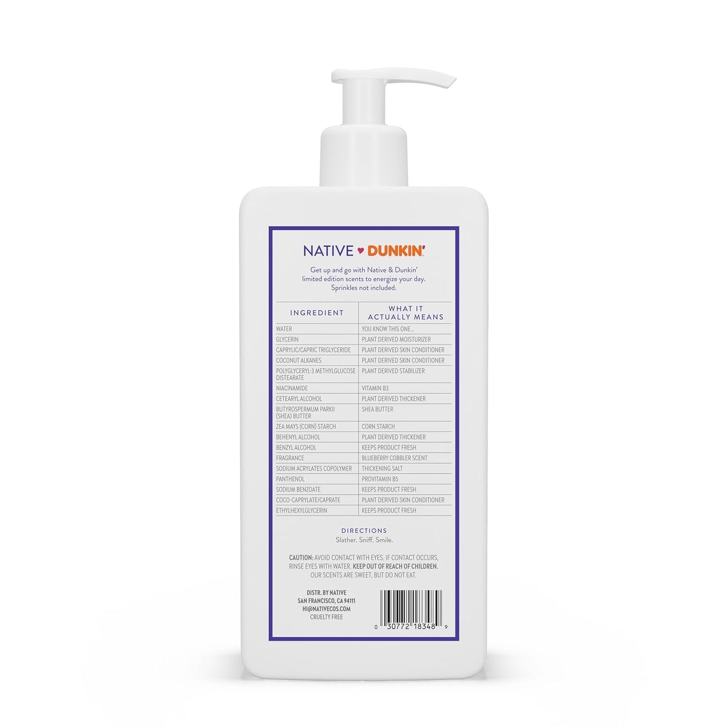 Native Body Lotion - Dunkin Blueberry Cobbler Moisturizer for Dry Skin | 16.5 oz Plant-Based Formula