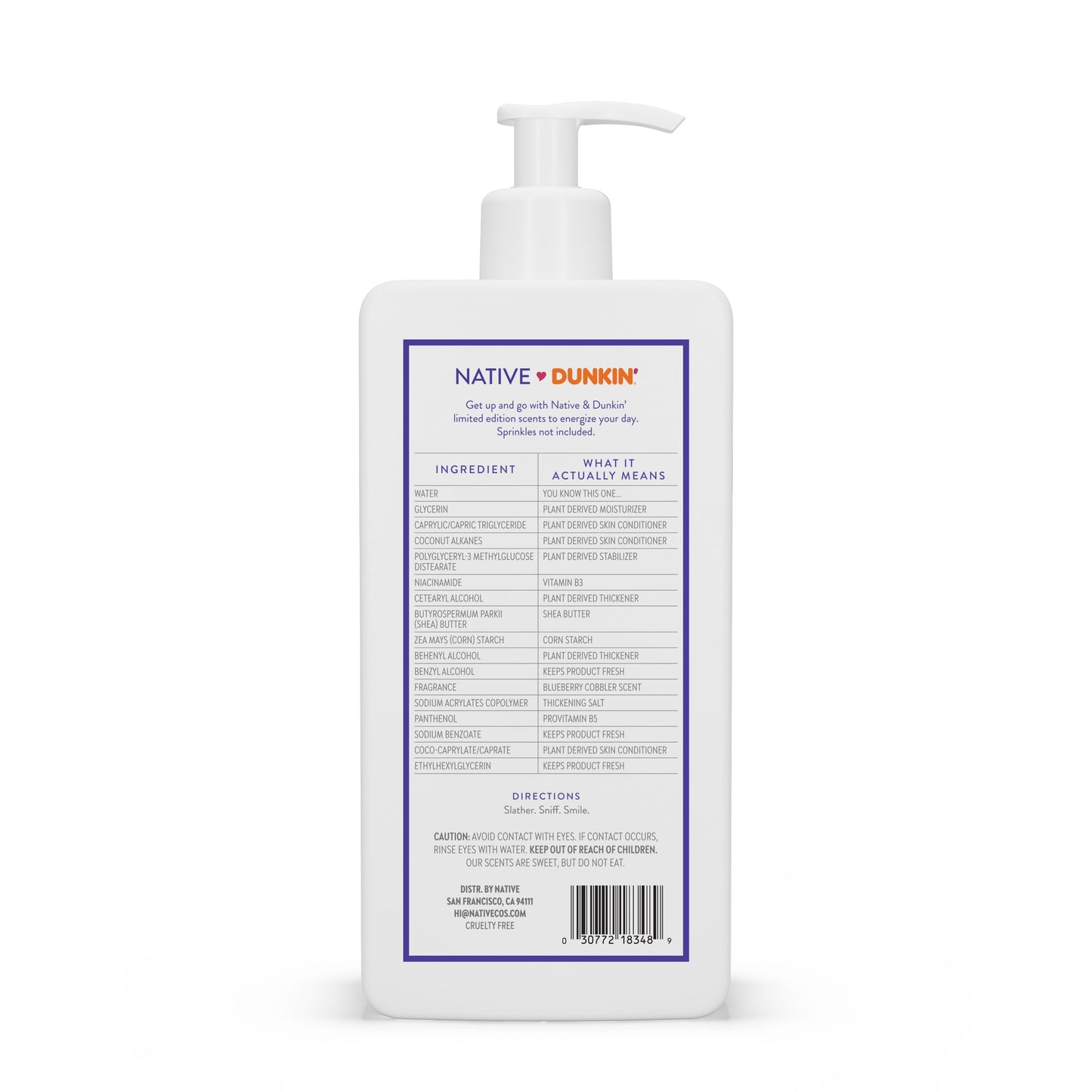Native Body Lotion, Dunkin Blueberry Cobbler, Moisturizer for Dry Skin with Plant-Based Ingredients, 16.5 oz