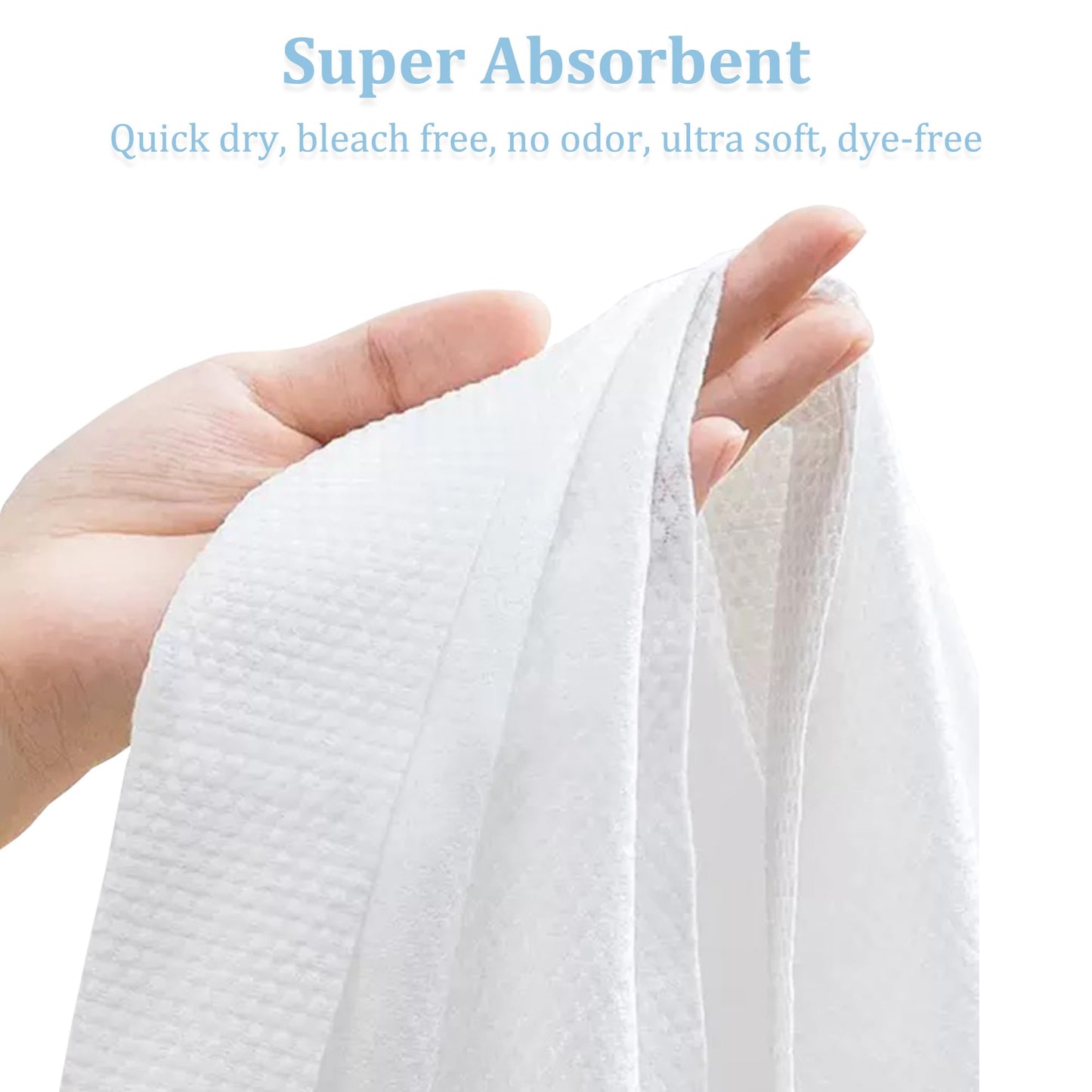 Celmuron Disposable Bath Hair Towels, 100-Count 12" x 28", Thick Pearl Texture, Soft & Absorbent Salon Spa Towels(White)