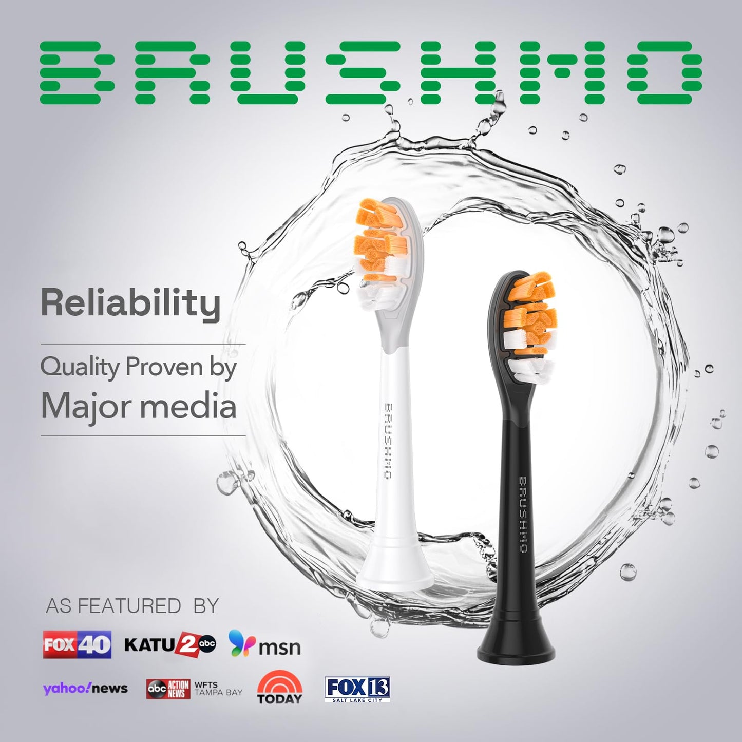 Brushmo All-in-One Replacement Toothbrush Heads, Compatible with Philips Sonicare Click-on Electric Toothbrush Handles, 4 Standard Replacement Heads, BM994, White