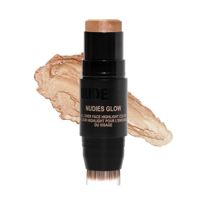Nudestix Nudies Glow Highlighter Stick – Multi-Use Cream Highlighter for Face, Eyes & Body with Built-In Brush | Dewy, Radiant Finish for All Skin Tones | Hey Honey