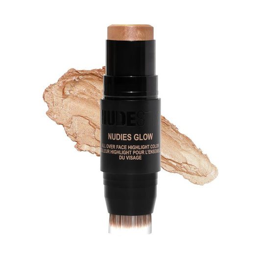 Nudestix Nudies Glow Highlighter Stick – Multi-Use Cream Highlighter for Face, Eyes & Body with Built-In Brush | Dewy, Radiant Finish for All Skin Tones | Hey Honey