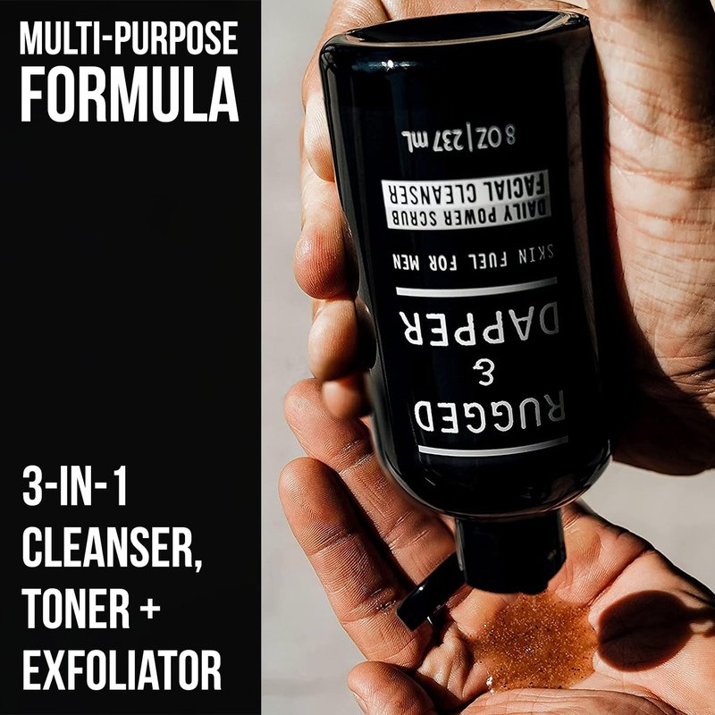 RUGGED & DAPPER Face Wash for Men | Daily Exfoliating Mens Face Wash & Scrub | Deep Cleans Oily, Rough & Breakout-Prone Skin