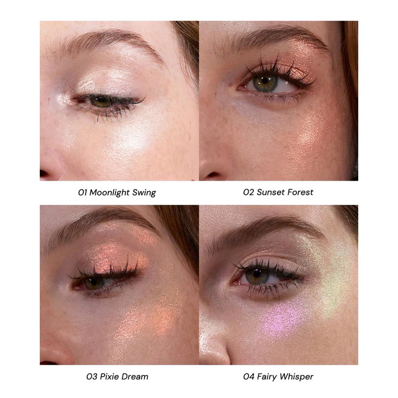 Flower Knows Midsummer Fairytales Liquid Highlighter&Eyeshadow(Multichrome),Highlighter Makeup,Pearlescent Face&Eye Illuminator,Blendable & Long-lasting Highlighter for All Skin Tone(04 Fairy Whisper)