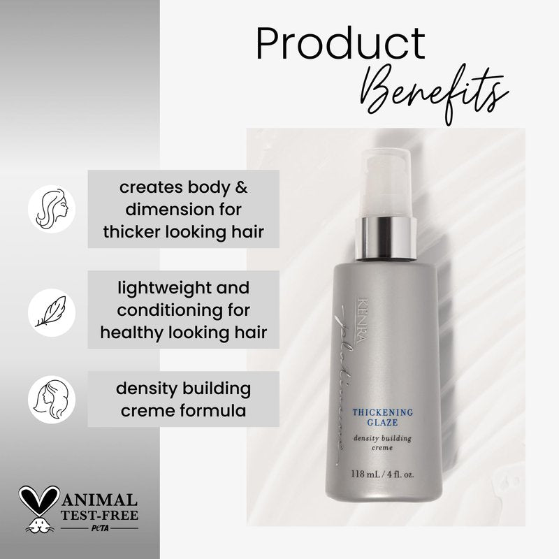 Kenra Professional Platinum Thickening Glaze | Volumizing Styler | Adds Fullness & Body | Lightweight Conditioning | Density Building For Thick, Healthy-Looking Styles | All Hair Types | 4 fl. Oz