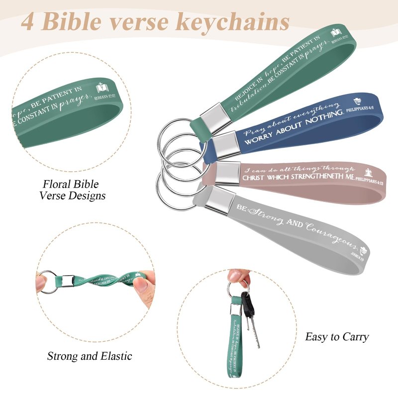 Fumete 4 Set Christian Appreciation Gifts for Men 16oz Skinny Cup Religious Cosmetic Bag and Bible Verse Keychain Church Gifts for Women Father Dad Teacher Nurse(Classic Color,Floral)