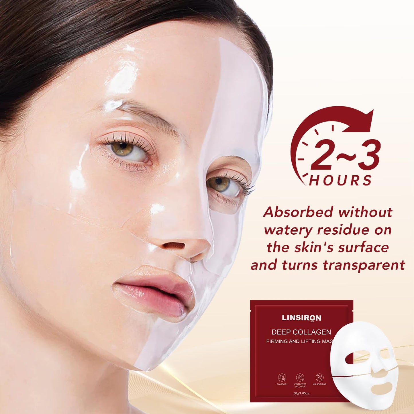 LINSIRON Bio-Collagen Real Deep Masks 24PCS Collagen Face Mask Skin Care Sheet Overnight Skincare Hydrating Smile Line Patches Wrapping Lift Stocking Stuffers Birthday Gifts for Teen Girls
