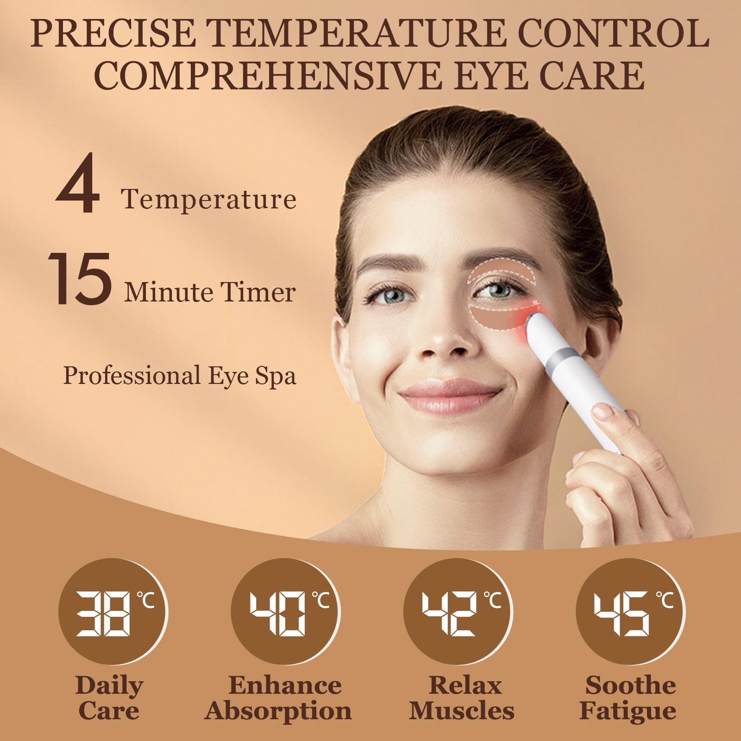 Ideal Swan Eye Lift Wand, 3 in 1 Vibrating Eye Massager for Puffiness, Wrinkles, and Dark Circles, Face & Neck Lifting Tool, Adjustable Temperature Facial Massager Gift for Women, Mom (White)