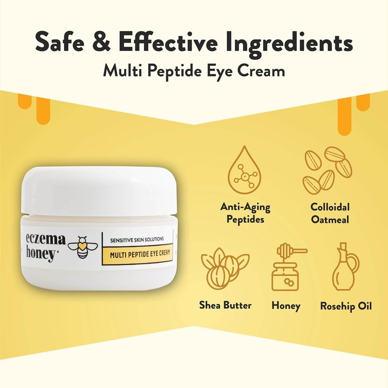 Eczema Honey Multi Peptide Eye Cream - Anti-Aging Treatment for Dark Circles & Puffiness | 0.5 Oz