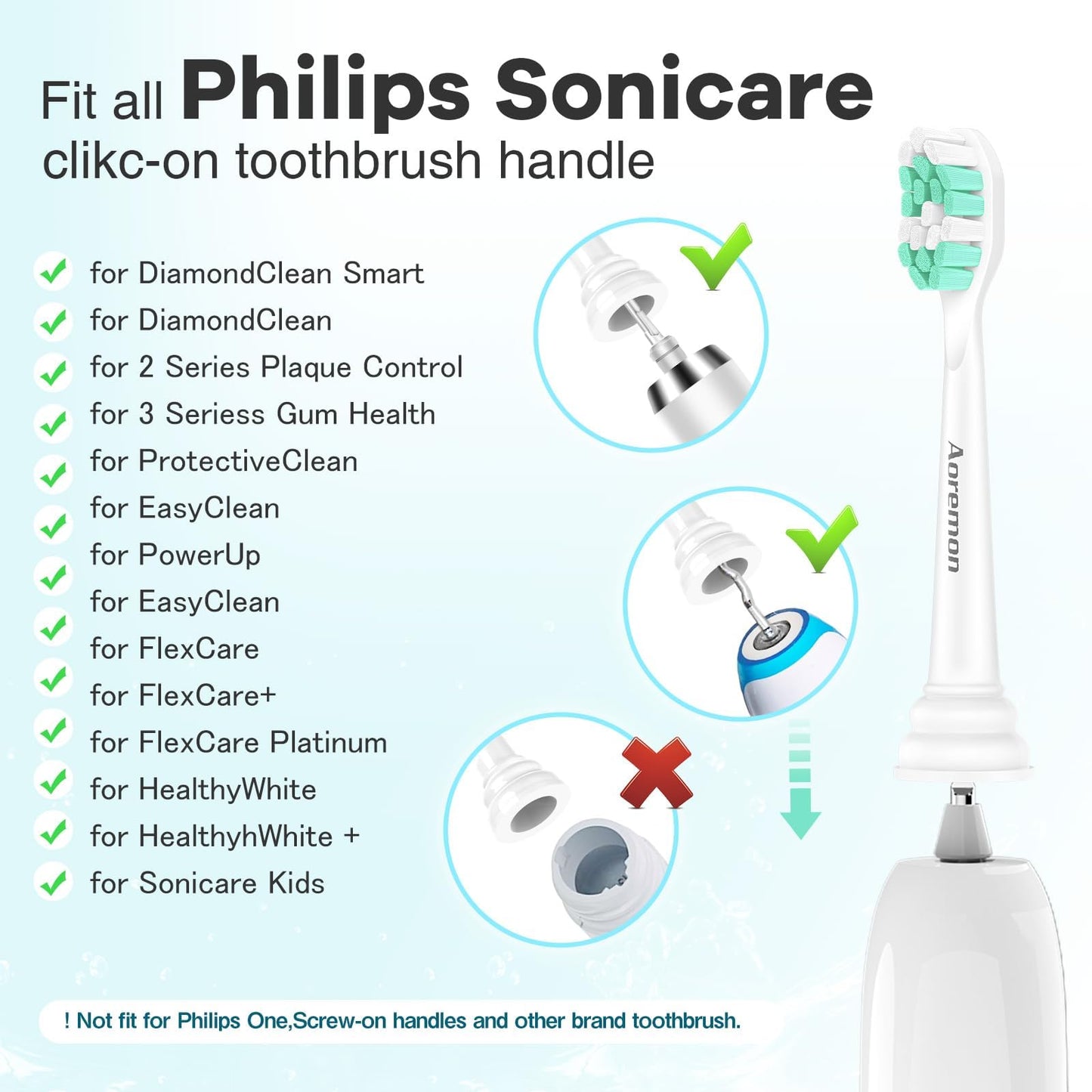 Aoremon Toothbrush Replacement Heads for Philips Sonicare C2 Plaque Control, 10 PCS Compatible with Philips Sonicare Click-on Electric Toothbrush Handles, Medium Firm Dupont Bristles
