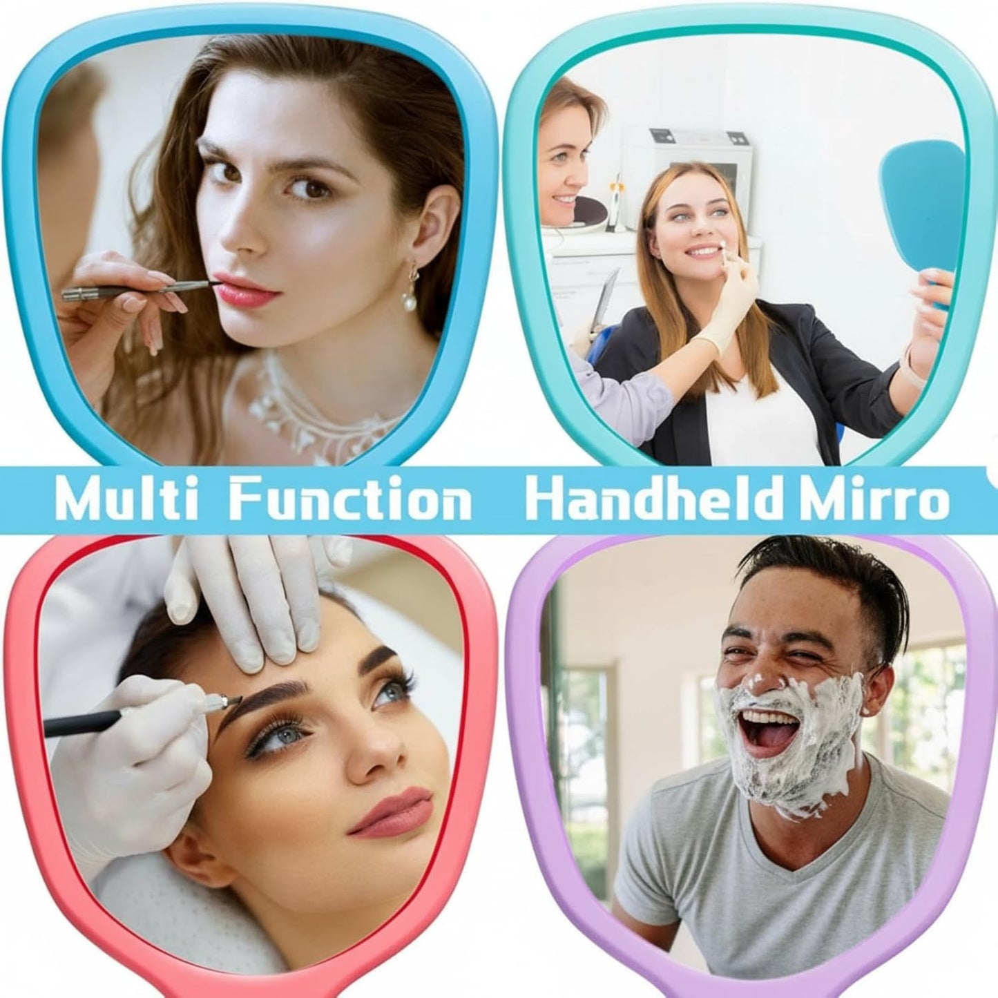 Handheld Mirror Set - 50 Pcs Small Portable Makeup Mirrors | 3.15" Wide, 7.09" Long, 8 Colors