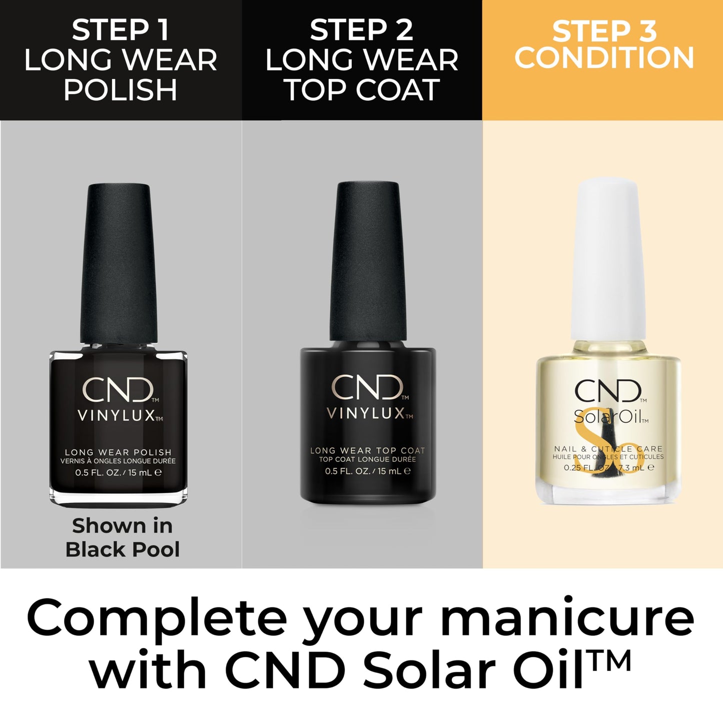 CND Vinylux Longwear Black Nail Polish, Gel-like Shine & Chip Resistant Color, Black Pool, 0.5 fl. oz