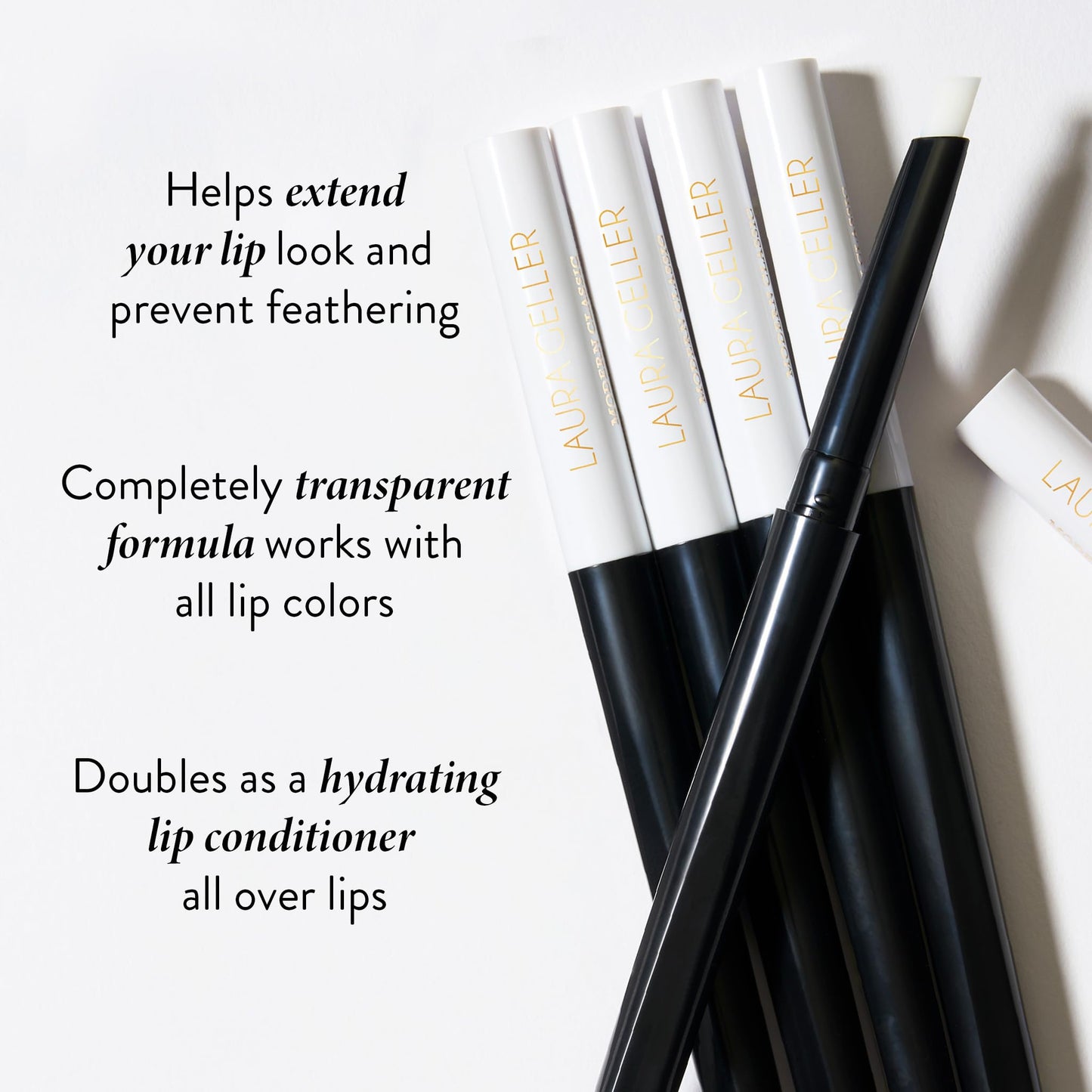 LAURA GELLER NEW YORK Italian Marble Sheer Lipstick, Peach Bellini + Modern Classic Invisible Color Locking Lip Liner, Clear