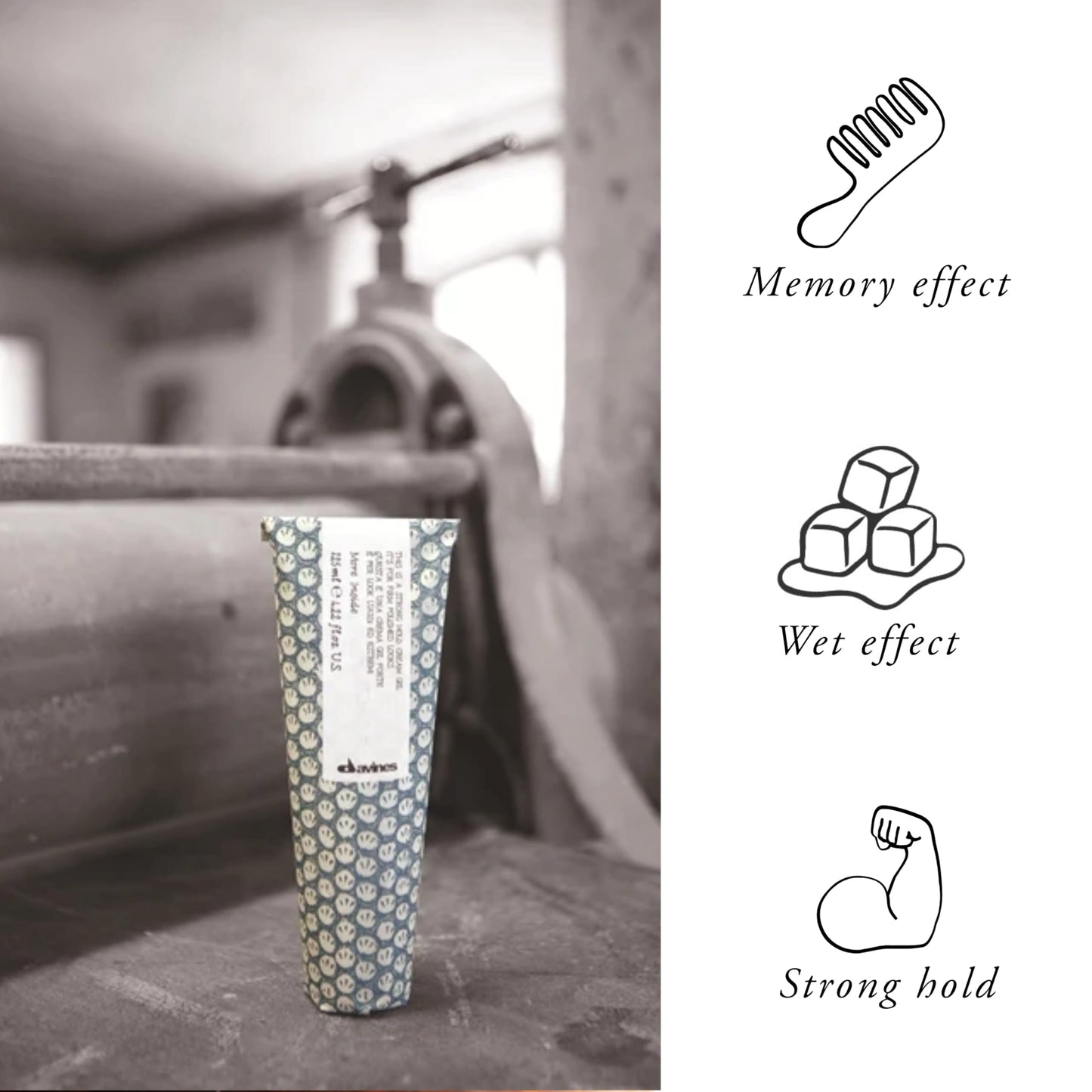 Davines This Is A Strong Hold Cream Gel, Strong Hold Definition & Structure - Cream-Gel Hybrid for Wet Looks - Quick Drying & Residue Free, 4.23 Fl Oz