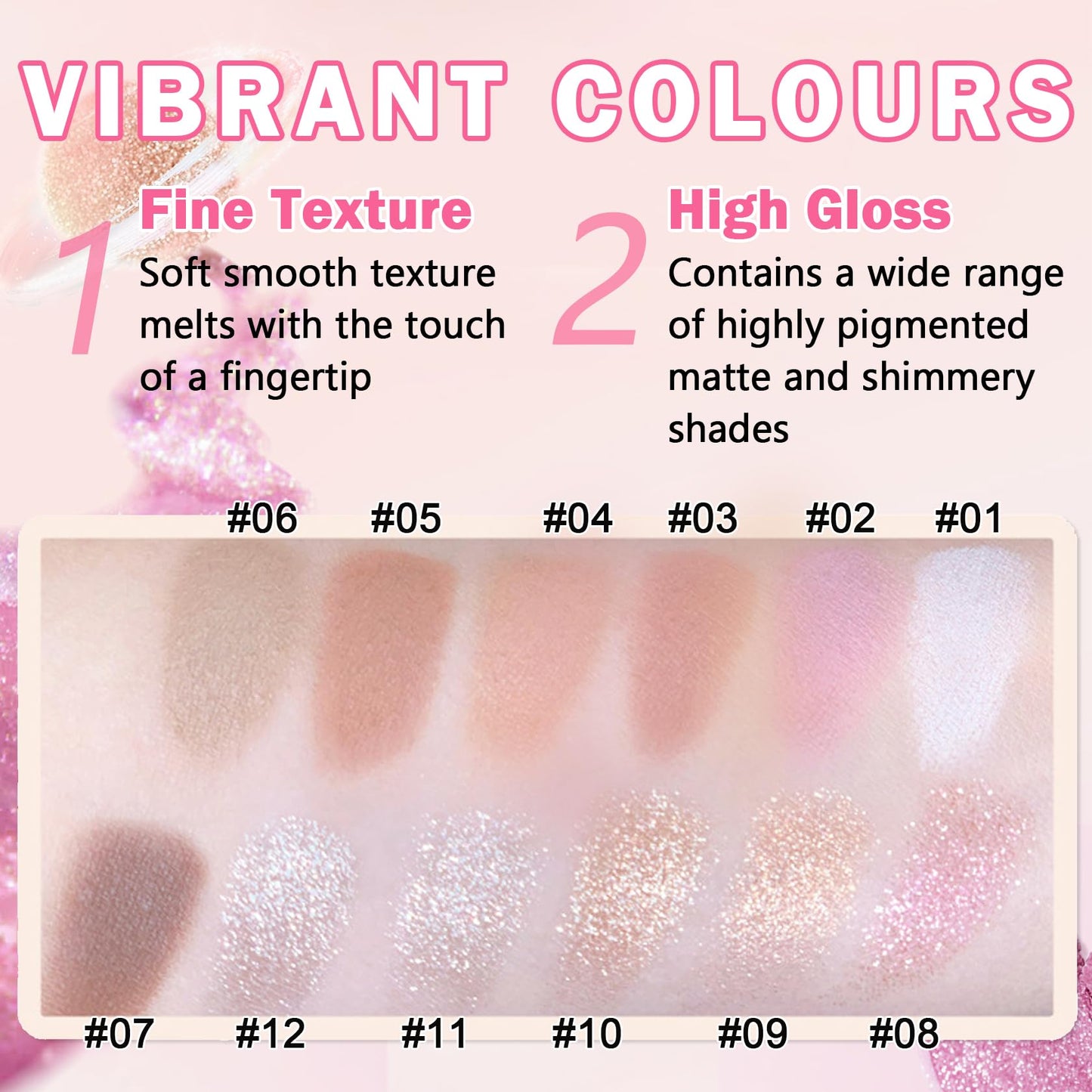 QIUFSSE Champagne Pearl and Metallic Silver Single Eyeshadow (10 + 12)