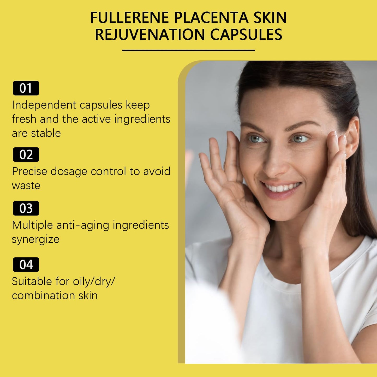 Collagen Facial Serum Capsules, Anti Aging Firming Capsules with Hyaluronic Acid & Vitamin E, Skin Rejuvenation & Sensitive Skin Travel Capsule Serum for Face & Neck