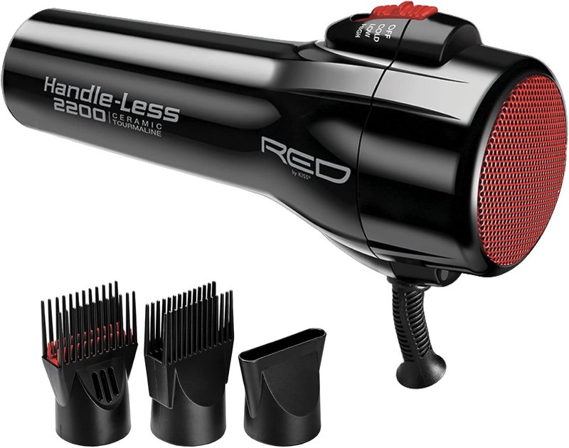 Handleless Ceramic Tourmaline Hair Dryer & Vent Brush - Fast Drying, Lightweight Design