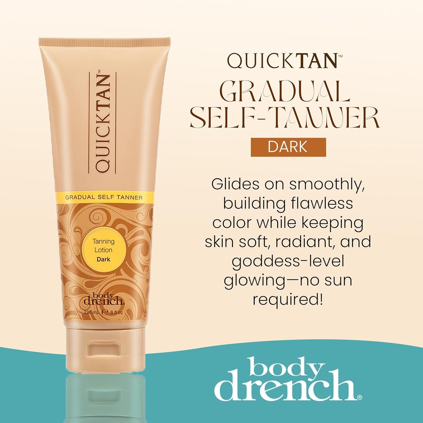 Quick Tan Self Tanner Body Lotion - Natural-Looking Sunless Tanning for Women | Dark, 8 fl oz