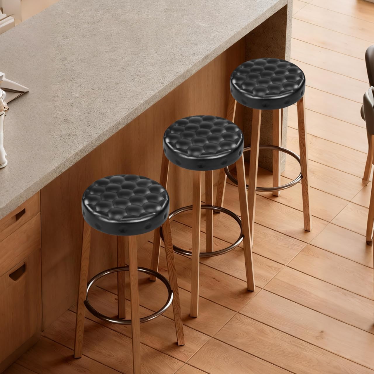 Baluue 12.79 Inch Round Soft Pu Padded Stool Seat Replacement for Bar Stool Swivel Chair Cushion Cover for Kitchen Home Salon Workshop
