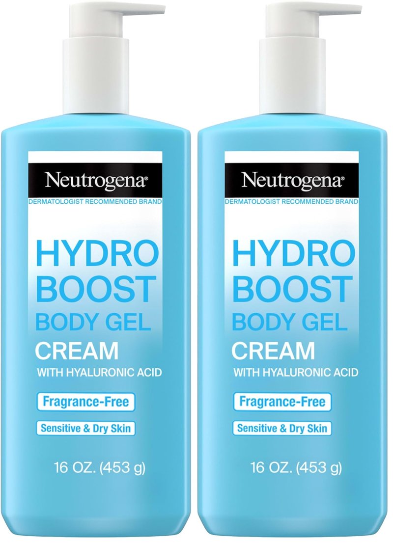 Neutrogena Hydro Boost Body Gel Cream With Hyaluronic Acid, Hydrating Body Lotion For Dry Skin, Fragrance-Free Hyaluronic Acid Moisturizer, 16 OZ (Pack of 2)