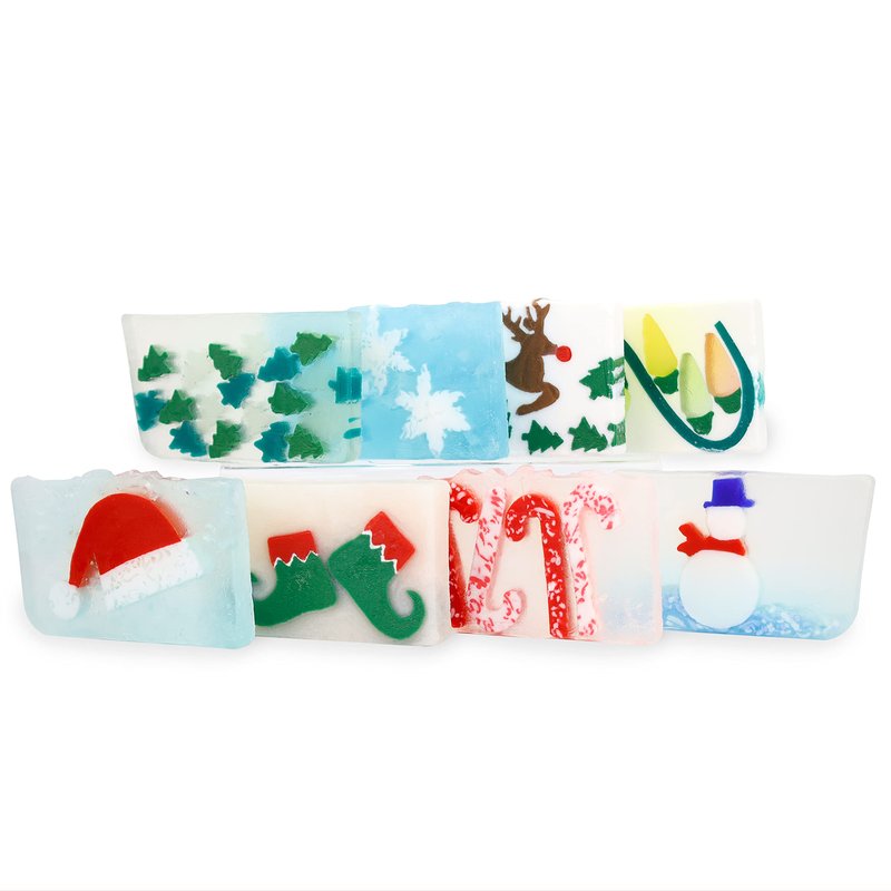 Primal Elements Assorted Variety Soap Bar Holiday Bundle, Glycerin Soap, Moisturizing for Hands, Face, and Body, Gift for Him/Her, Fun Stocking Stuffer, Christmas Favorites - Pack of 8