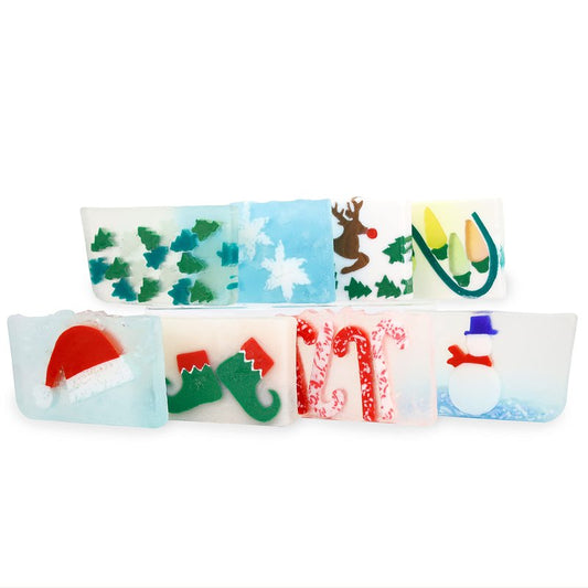 Primal Elements Assorted Variety Soap Bar Holiday Bundle, Glycerin Soap, Moisturizing for Hands, Face, and Body, Gift for Him/Her, Fun Stocking Stuffer, Christmas Favorites - Pack of 8