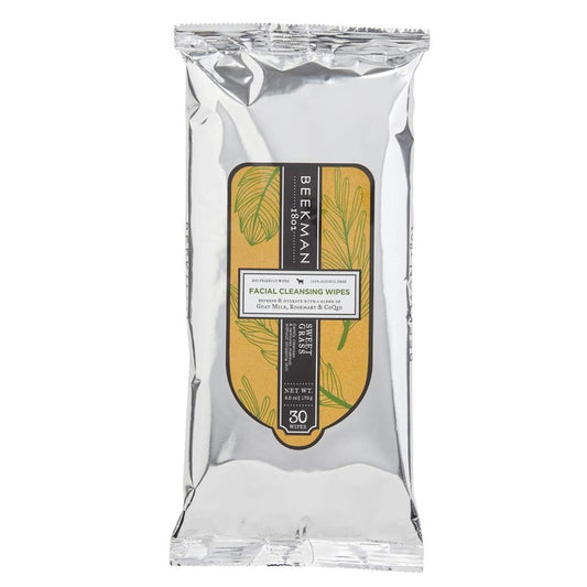 Beekman 1802 - Face Wipes - Sweet Grass - Biodegradable Makeup Remover Wipes for Face & Eye Makeup - Cleansing Wipes for Face, No Alcohol - Goat Milk Facial Wipes - 6 oz