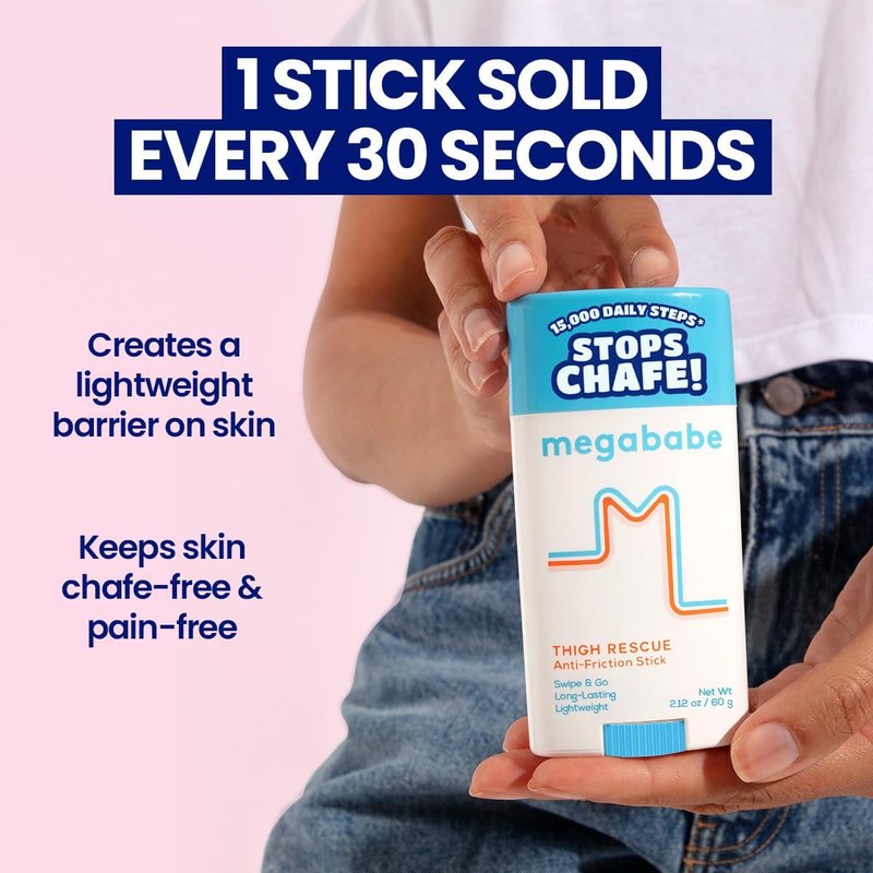 Megababe Thigh Rescue Anti-Chafe Stick - Prevent Skin Chafe & Irritation | Ideal for Thighs, Arms & Bra-Lines