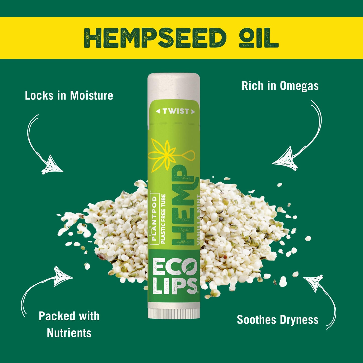 Eco Lips Organic Hemp Lip Balm Vanilla Mint, 6 pack