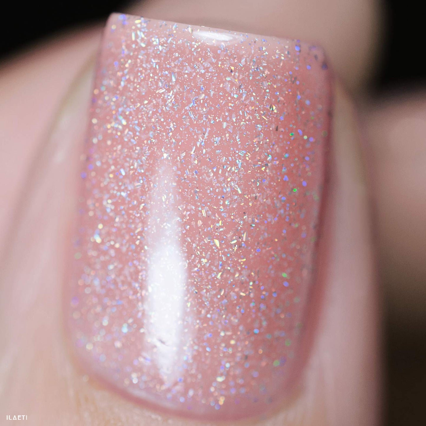 ILNP Sweet Pea - Seashell Pink Holographic Jelly Nail Polish, Buildable Pink Sparkle Nail Polish, Non-Toxic, Vegan, Cruelty Free, Non Gel
