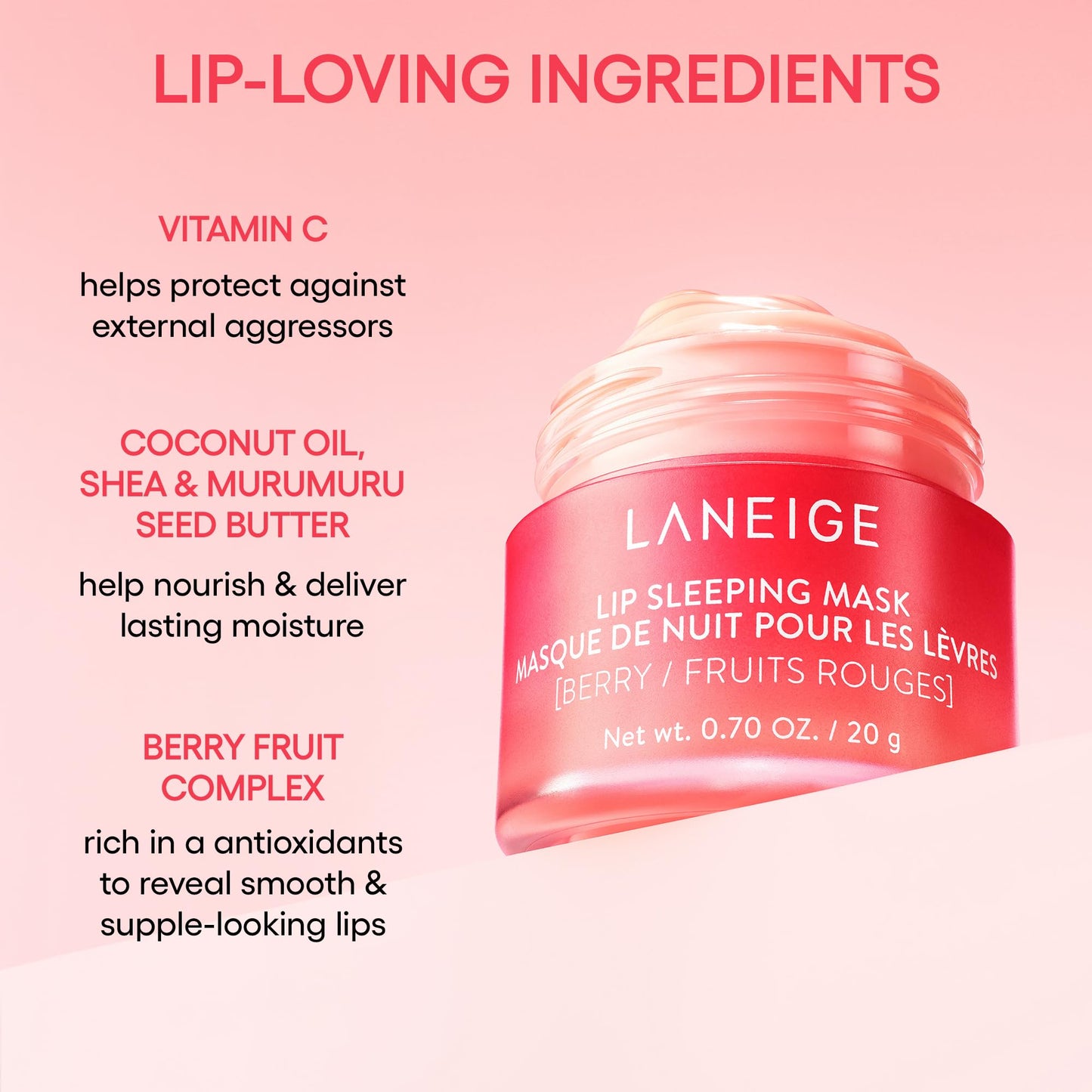 LANEIGE Lip Sleeping Mask – Taro Bubble Tea | Overnight Lip Care with Vitamin C & Berry Mix Complex for Smooth, Hydrated Lips